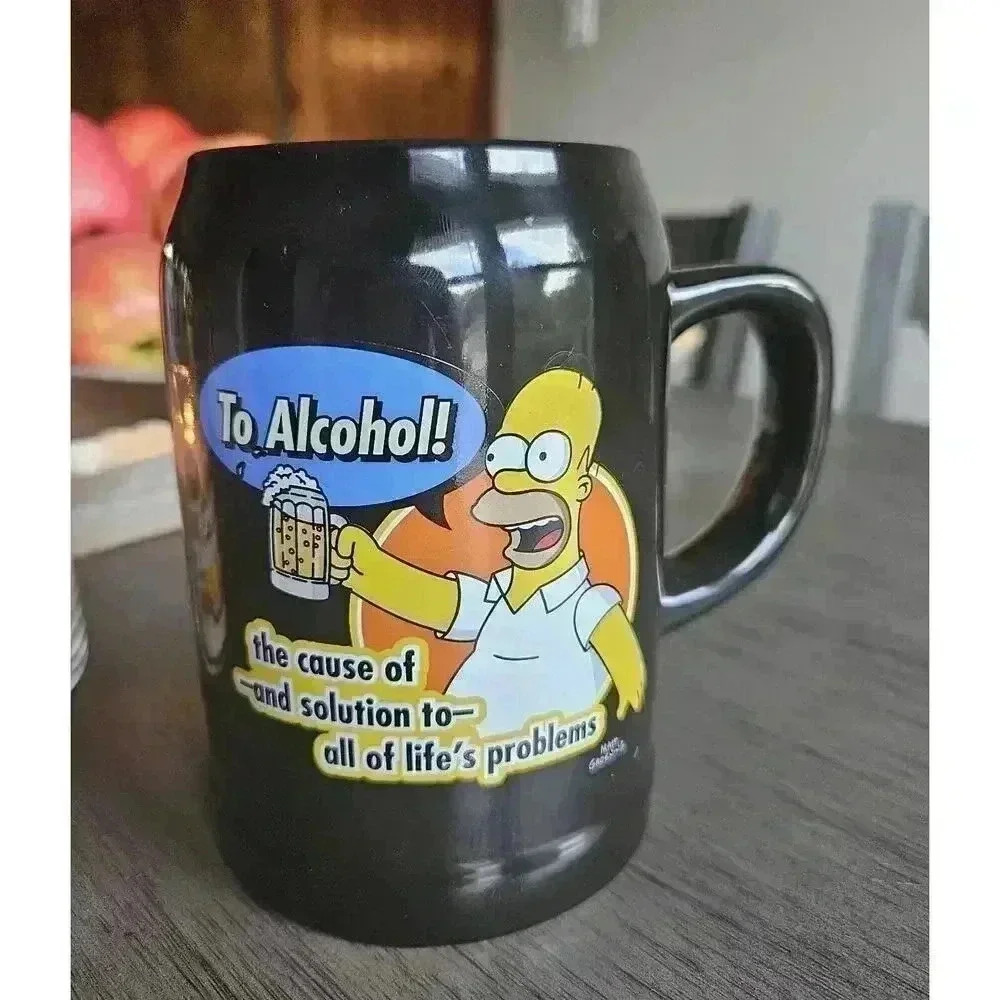 2004 Simpsons Homer Simpson Beer Mug “To Alcohol” 20 oz Beer or Coffee Mug